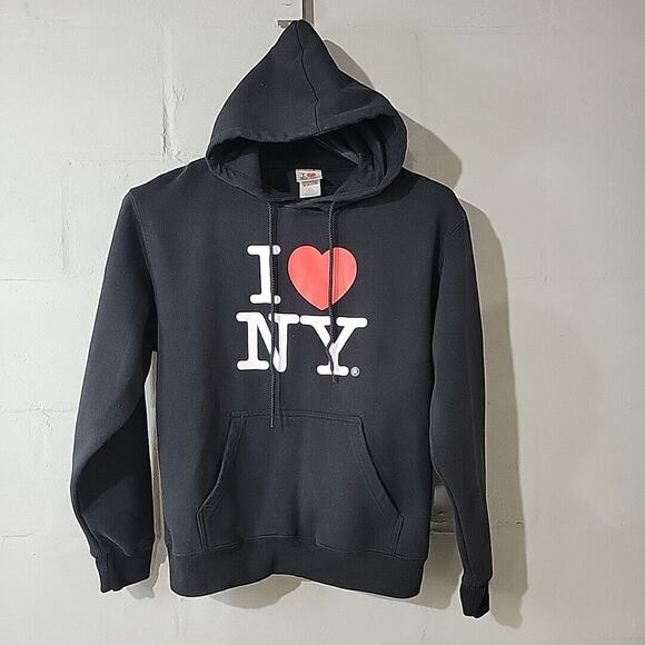 Official I Love New York Black Hoodie Sweatshirt Y2K Adult Size Medium - Picture 1 of 4